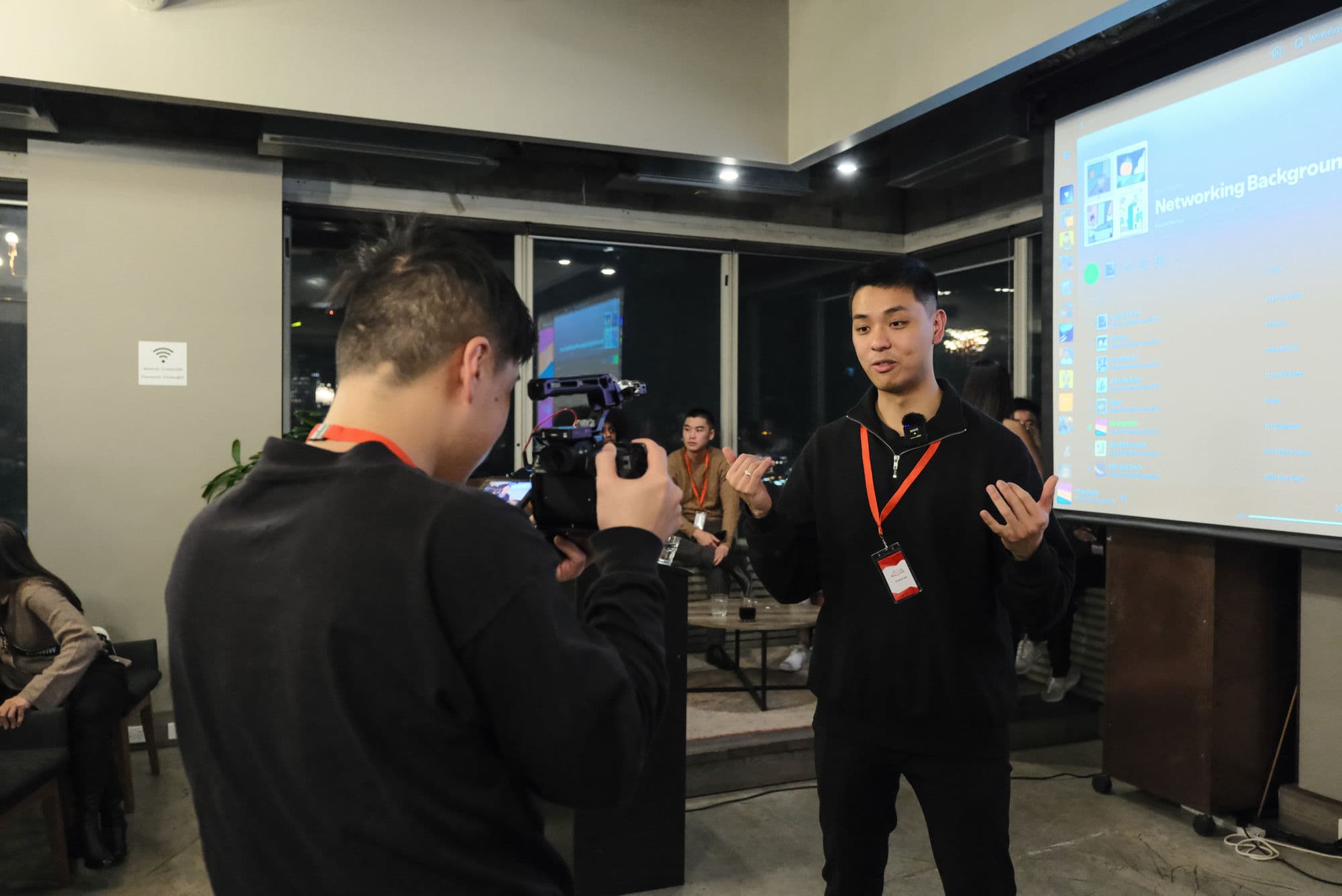 A member being filmed for an interview at a previous BNB Success event